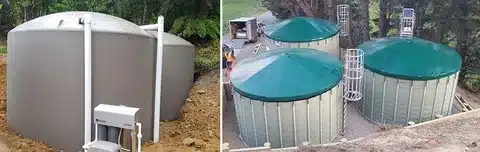Rainwater tank NZ installed beside a New Zealand home for collecting roof water