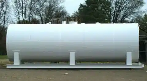 Above ground water storage tank installed for residential and commercial use