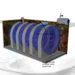Underground water tank installed beneath a residential property in New Zealand for rainwater harvesting and efficient water storage.