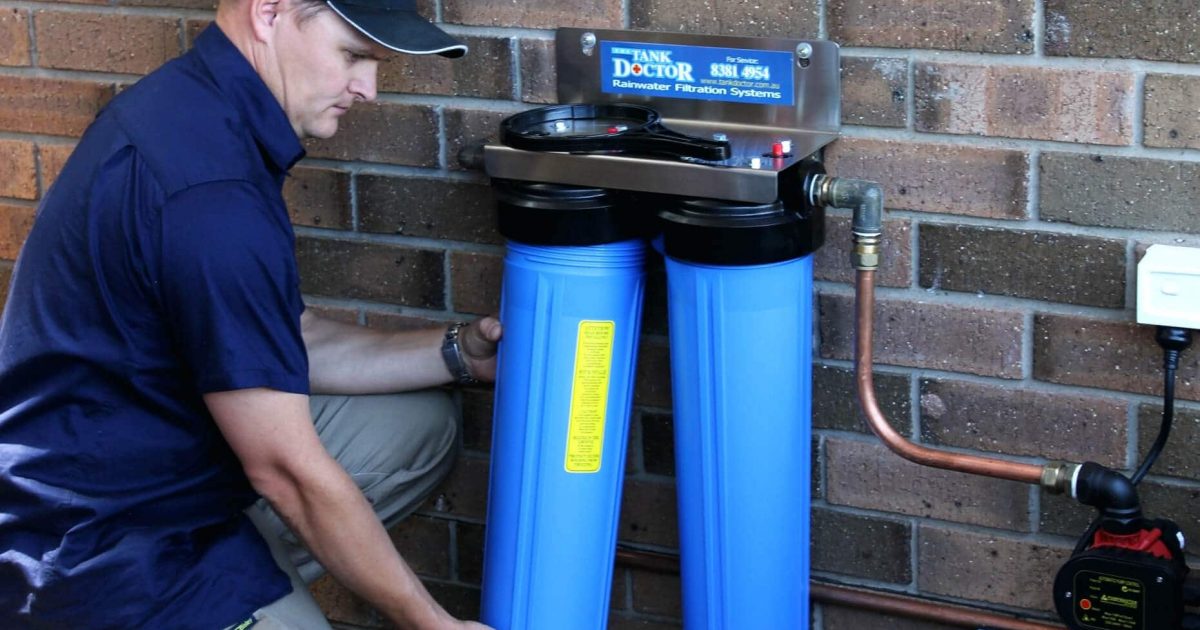Residential water filtration system installed under a modern kitchen sink